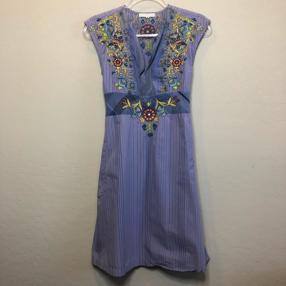 Johnny Was Purple Embroidered Tunic Dress E1